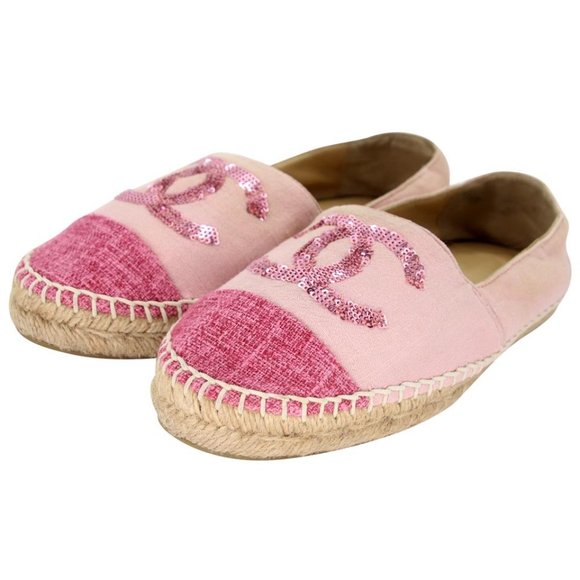 Chanel Espadrille 39 Velvet Fabric Cc Sequin Cap-toe Flats CC-S0207P-C025 - Picture 4 of 12